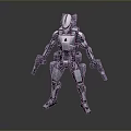 Futuristic Robot Game Character With Mechanical Design And Silver Guns