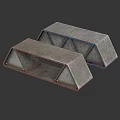 Metallic Geometric Objects With Triangular Sides On Black Background With Reflections