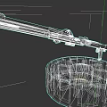Black Machine Gun With Long Barrel And Circular Metal Stand Design
