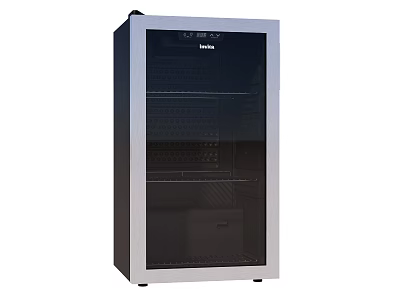 Haier Modern Wine Cooler With Glass Door Black Silver Finish And Storage Shelves 3d model