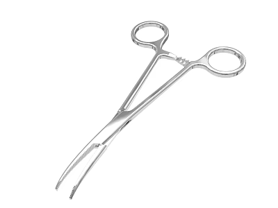 Surgical Forceps Stainless Steel Medical Instrument With Precision Grip And Curved Tips 3d model
