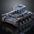 Detailed 3D Tank Model Featuring Turret Cannon Tracks Metal Texture And Reflective Surface On Black Background
