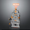 Safety Mechanical Device Featuring Safe Zone Indicator With Orange Gray Structural Panels 3d model