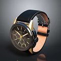 Gucci Luxury Watch With Black Leather Strap Gold Case And Chronograph Dial Design
