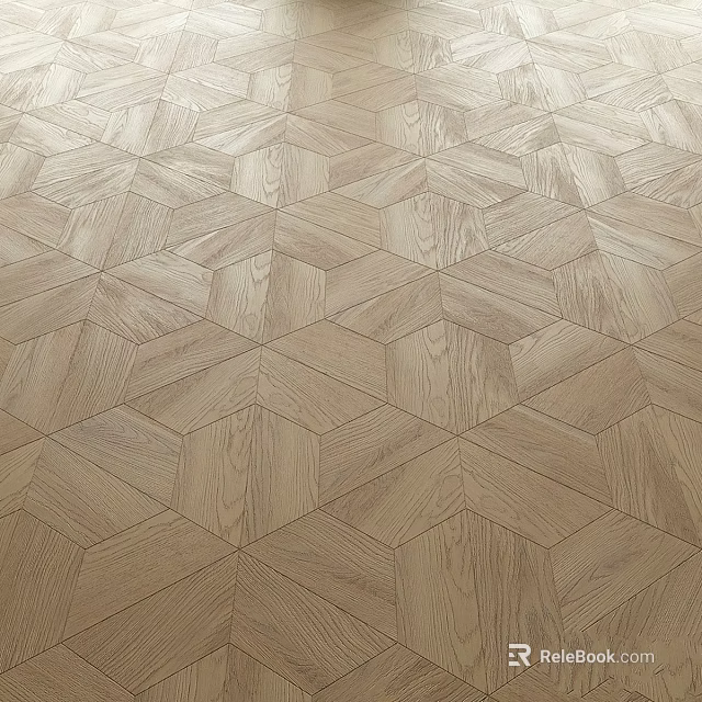 Hexagonal Wooden Floor Tiles With Natural Grain And Light Brown Finish 3d model 