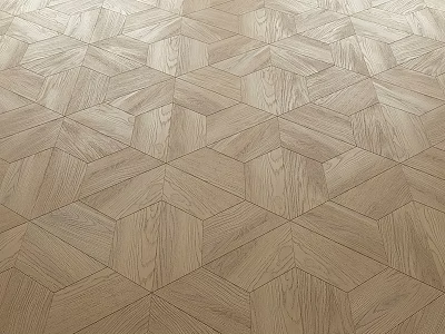 Hexagonal Wooden Floor Tiles With Natural Grain And Light Brown Finish 3d model