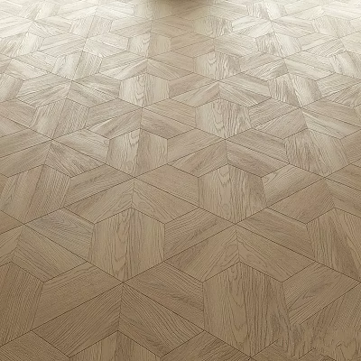 Hexagonal Wooden Floor Tiles With Natural Grain And Light Brown Finish 3d model
