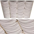 Elegant White Ceiling Drapery Design With Pleated Fabric And Golden Frames 3d model