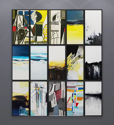 Abstract Painting Collection With Bold Colors Geometric Patterns And Textured Surfaces 3d model