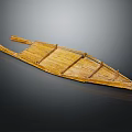 Traditional Handcrafted Wooden Boat With Bamboo Slats And Simple Structure Design