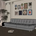 Modern double sofa multiplayer sofa 3d model