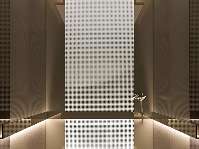 Modern Luxury Elevator Interior With Metal Grid Design And Soft Lighting Effects 3d model