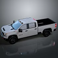 White Military Truck With Black Cargo Bed Roof Warning Lights And Rugged Design