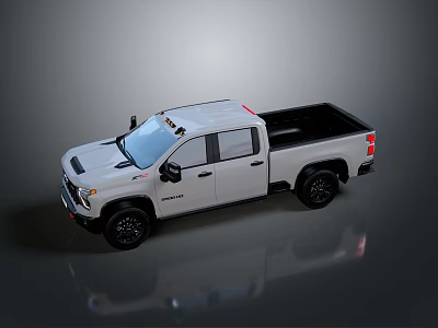 White Military Truck With Black Cargo Bed Roof Warning Lights And Rugged Design 3d model