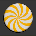 Sweet Round Yellow And White Swirl Pattern Candy On Reflective Surface 3d model