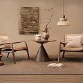 Natural Style Table and Chair Set with Decorative Painting Pendant Light and Wooden Floor