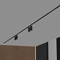 Modern Downlights Spotlights On Ceiling Track With Wooden Cabinets And Window