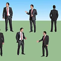 Businessman In Formal Suit And Red Tie Displaying Various Standing Poses
