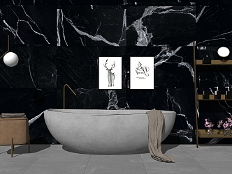 Modern Bathtub Bathroom Ornaments Combination 3d model