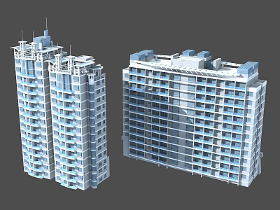 Modern High Rise Residential Buildings With Multiple Windows Balconies And Exterior Design 3d model