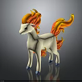 White Pony Toy Figure With Flame Mane Tail And Blue Hooves On Dark Background