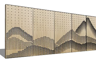 Modern background wall gable metal hollow plate 3d model