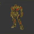 Futuristic Red And Black Armored Robot Character With Mechanical Design And Metallic Parts