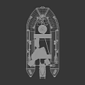 Gray Inflatable Motor Boat As Water Transport With Seats And Orange Cushions