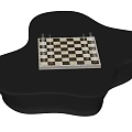 Black Coffee Table with Unique Irregular Shape Featuring Black and White Checkerboard Chessboard