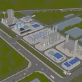 Modern Industrial Plant Facility With Multiple Buildings Storage Tanks And Green Surroundings