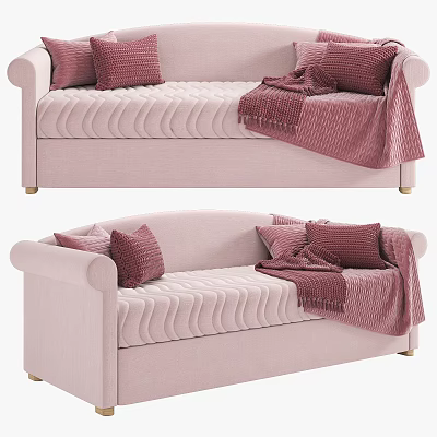 Nordic Multiplayer Sofa Pink Double Sofa 3d model