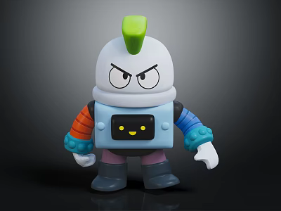 Playful Robot Shaped Decorative Furniture Item With Bright Colorful Design 3d model