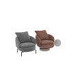 Gray Plush Accent Chair With Rounded Arms And Black Metal Legs