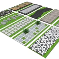 Various Road Pavement Designs With Stone Slabs Pebbles Grid Patterns And Lawn Pathways 3d model