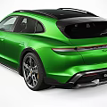 Green Porsche Taycan Cross Turismo Sporty Design With Black Roof And Alloy Wheels