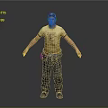 Male Worker Wearing Yellow T-Shirt Blue Cap Blue Jeans And Tool Belt On Grey Background