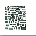 Assorted Green Mechanical Components With Various Shapes Sizes And Industrial Designs 3d model