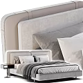 Elegant Modern Double Bed With Gray Blanket Pillows And Side Nightstands 3d model
