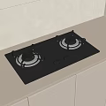Modern Black Glass Gas Cooktop With Two Burners On White Kitchen Counter