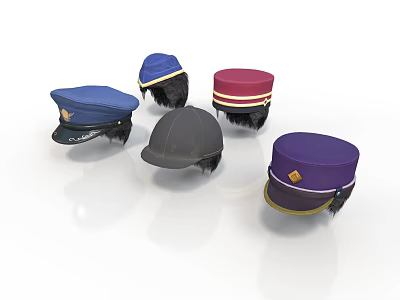 Realistic style military cap military cap uniform cap top hat cap purple military cap red military cap blue military cap gray military cap clothing 3d model
