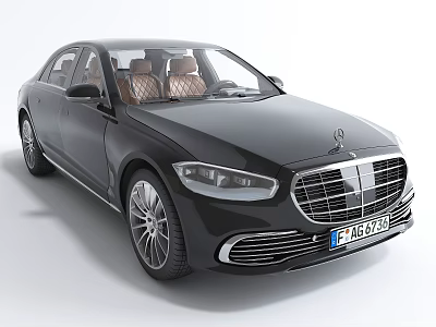 Black Luxury Sedan Featuring Brown Leather Seats Elegant Grille And LED Headlights 3d model