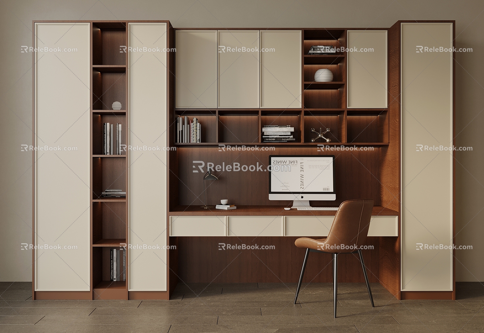 French Middle Style Bookcase 3d model