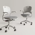 Modern Office Chairs With Sleek Gray White Design Adjustable Armrests And Rolling Wheels 3d model