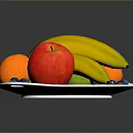 Fresh Colorful Fruits Including Bananas Apple Orange Strawberries And Blueberries On White Plate