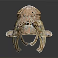 3D Rendered Light Colored Shrimp With Shiny Exoskeleton On Dark Background