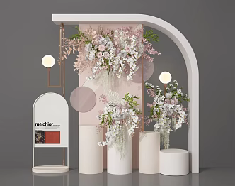 Modern Meichen Flower Art Meichen Wedding Meichen Wedding Flower Art Wall Flower Meichen Window Flower Art Device 3d model