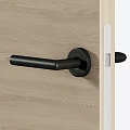Modern Wooden Hinged Doors with Glass Panel and Stylish Handles for Interior Design
