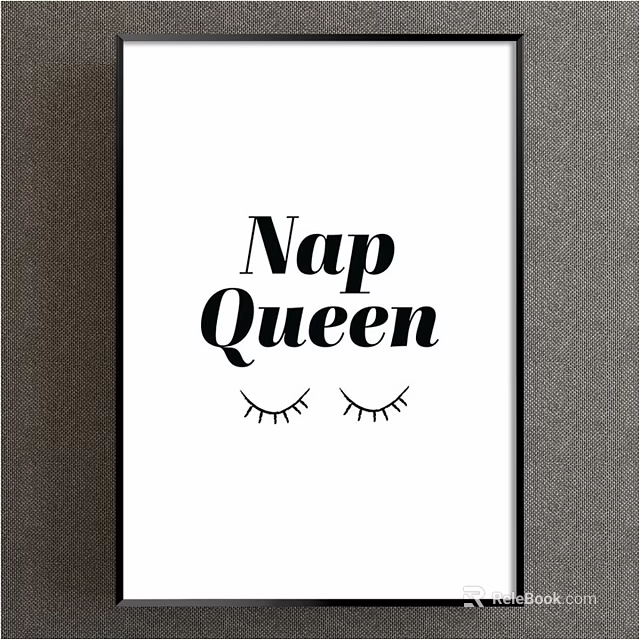 Cute Nap Queen Wall Art With Eyelashes Design For Bedroom Decor 3d model 
