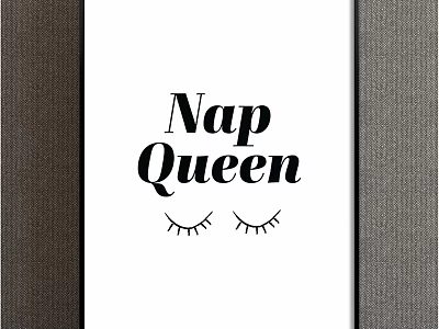 Cute Nap Queen Wall Art With Eyelashes Design For Bedroom Decor 3d model