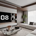 Modern Elegant Open Plan Living And Dining Room With Marble Accents And Warm Wood Furnishings